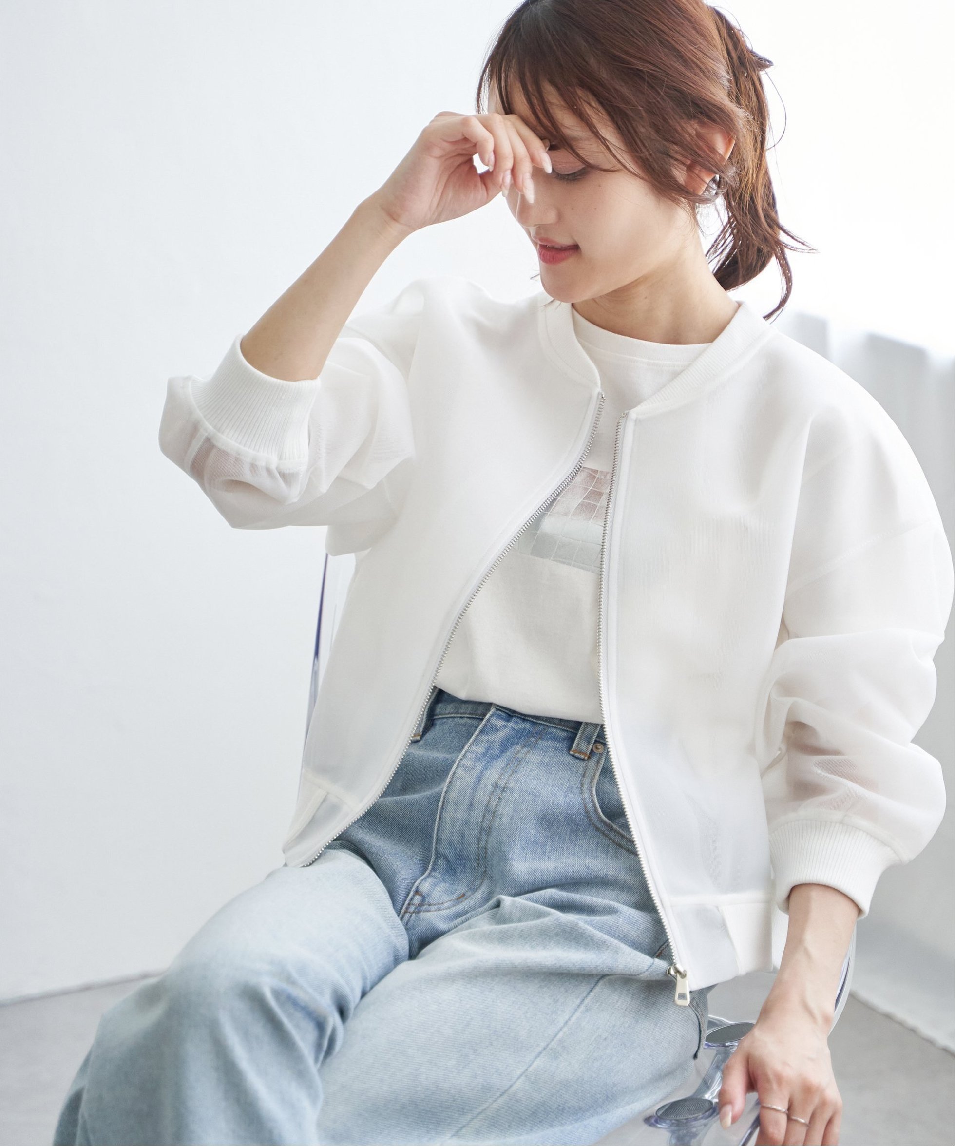 【ノッチ/notch】のダンボールシアーMA-1 インテリア・キッズ・メンズ・レディースファッション・服の通販 founy(ファニー) 　ファッション　Fashion　レディースファッション　Fashion for Women　アウター　Coat / Outerwear Collection　MA-1ジャケット　MA-1 Bomber Jackets / Flight Jackets　おすすめ　Recommended / Our Picks　インナー　Innerwear　キャミソール　Camisole, Spaghetti Strap Top　シアー　Sheer, See-Through　スポーティ　Sporty, Casual Athletic　プリント　Print, Printed Pattern　人気　Popular, Best Seller　半袖　Short Sleeve, Half Sleeve　羽織　Haori, Light Jacket　オフホワイト|ID: prp329100004410657 ipo3291000000033554019
