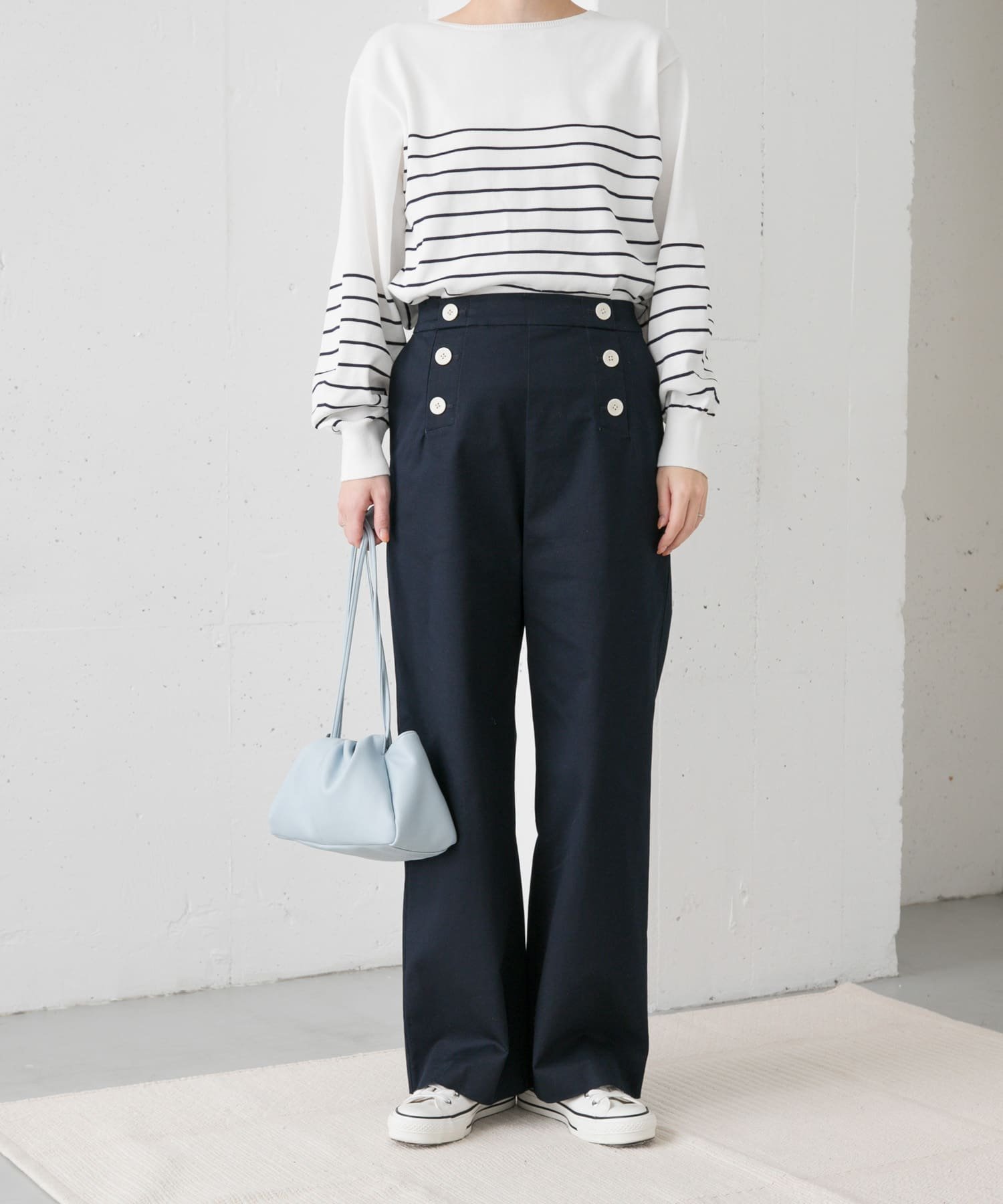 【アーバンリサーチ ドアーズ/URBAN RESEARCH DOORS】のマリンパンツ インテリア・キッズ・メンズ・レディースファッション・服の通販 founy(ファニー) 　ファッション　Fashion　レディースファッション　WOMEN　パンツ　Pants　2025年　2025　2025春夏・S/S　Ss,Spring/Summer,2025　おすすめ　Recommend　ストレッチ　Stretch　ツイル　Twill　フロント　Front　ボーダー　Border　夏　Summer　定番　Standard　S/S・春夏　Ss・Spring/Summer　NAVY|ID: prp329100004412472 ipo3291000000031976625