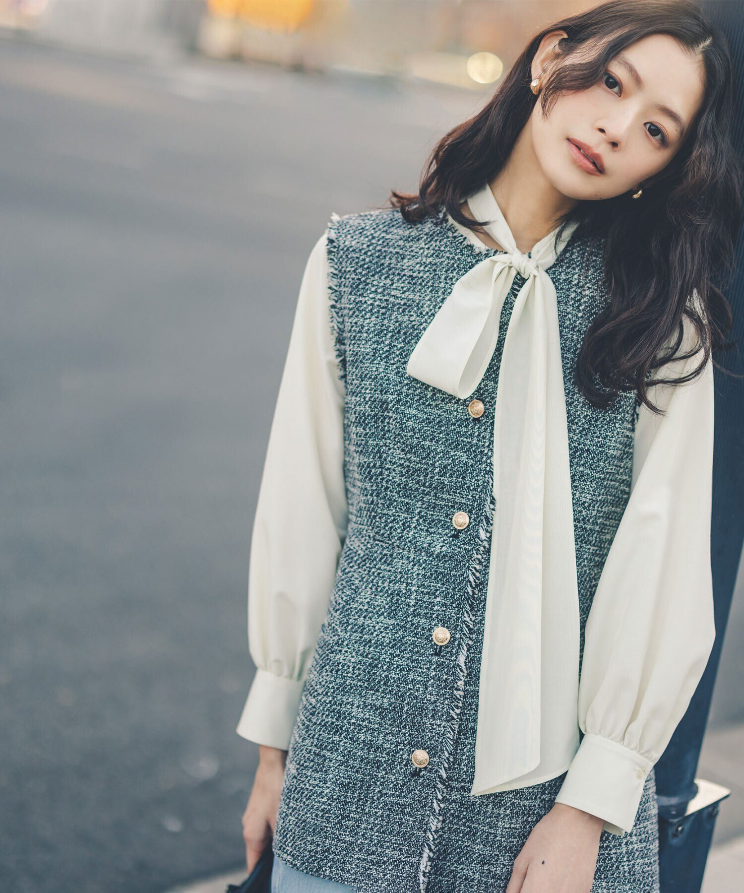 【ナチュラル ビューティー ベーシック/NATURAL BEAUTY BASIC】のスプリングツイード ペプラムジレ インテリア・キッズ・メンズ・レディースファッション・服の通販 founy(ファニー) 　ファッション　Fashion　レディースファッション　WOMEN　アウター　Coat Outerwear　トップス・カットソー　Tops/Tshirt　ベスト/ジレ　Gilets/Vests　おすすめ　Recommend　シンプル　Simple　スプリング　Spring　ツイード　Tweed　フォルム　Form　ベーシック　Basic　ペプラム　Peplum　エレガント 上品　Elegant　人気　Popularity　春　Spring　クロミックス2|ID: prp329100004413878 ipo3291000000031691450