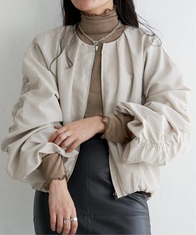 【ヴァンス エクスチェンジ/VENCE EXCHANGE】の袖ギャザーブルゾン 人気、トレンドファッション・服の通販 founy(ファニー) ファッション Fashion レディースファッション WOMEN アウター Coat Outerwear ブルゾン Blouson/Jackets おすすめ Recommend インナー Inner ギャザー Gather サテン Satin スウェット Sweat デニム Denim ハイネック High Neck パーカー Hoodie ビッグ Big ブルゾン Blouson |ID:prp329100004415611