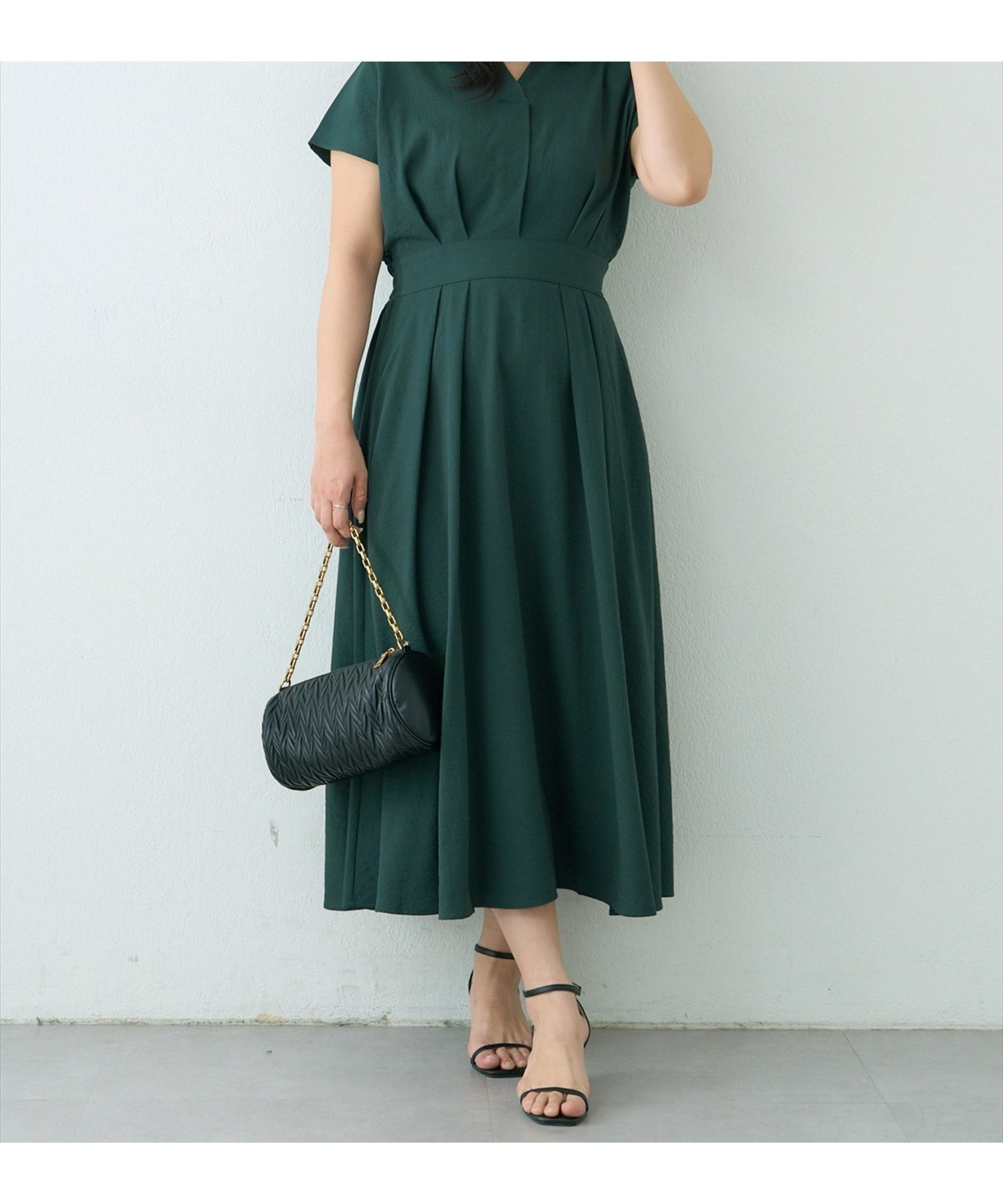 【ナチュラルクチュール/natural couture】の【WEB限定】涼しげスキッパー衿お上品ワンピース(Lサイズ) インテリア・キッズ・メンズ・レディースファッション・服の通販 founy(ファニー) 　ファッション　Fashion　レディースファッション　WOMEN　ワンピース　Dress　カーディガン　Cardigan　シアー　Sheer　スキッパー　Skipper　ストラップサンダル　Strap Sandals　トレンド　Trend　ミュール　Mule　エレガント 上品　Elegant　2025年　2025　2025春夏・S/S　Ss,Spring/Summer,2025　グリーン|ID: prp329100004415997 ipo3291000000031843430
