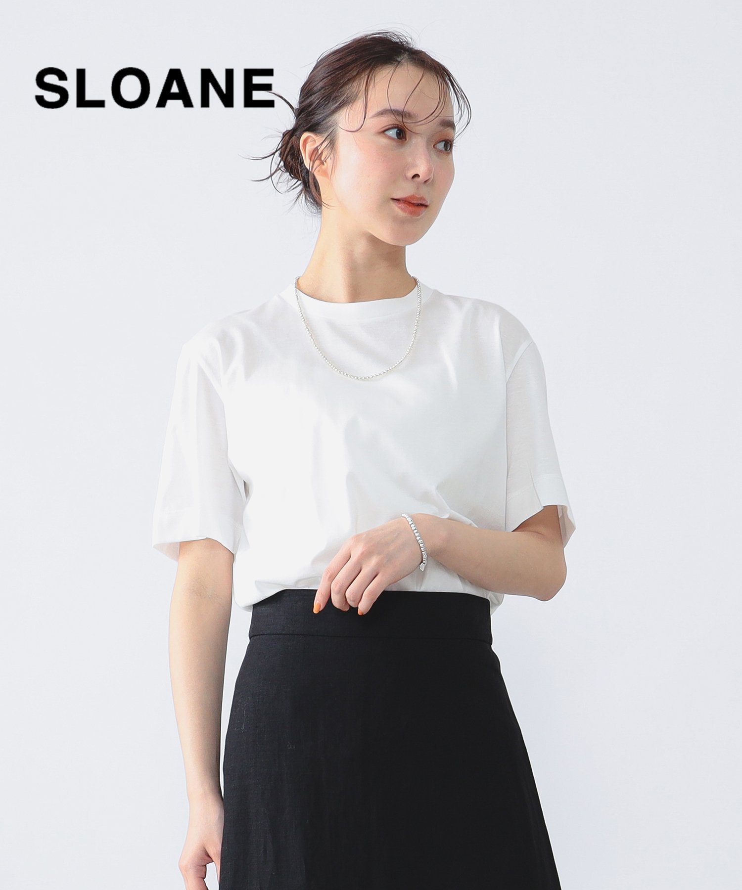 【デミルクス ビームス/Demi-Luxe BEAMS】のSLOANE / コットン天竺 Tシャツ インテリア・キッズ・メンズ・レディースファッション・服の通販 founy(ファニー) 　ファッション　Fashion　レディースファッション　WOMEN　トップス・カットソー　Tops/Tshirt　シャツ/ブラウス　Shirts/Blouses　ロング / Tシャツ　T-Shirts　インナー　Inner　コラボ　Collaboration　コレクション　Collection　シルケット　Mercerization　シンプル　Simple　ダウン　Down　トリプル　Triple　人気　Popularity　フィット　Fit　ベーシック　Basic　ボーダー　Border　別注　Special Order　モノトーン　Monotone　エレガント 上品　Elegant　WHITE|ID: prp329100004417087 ipo3291000000030839771