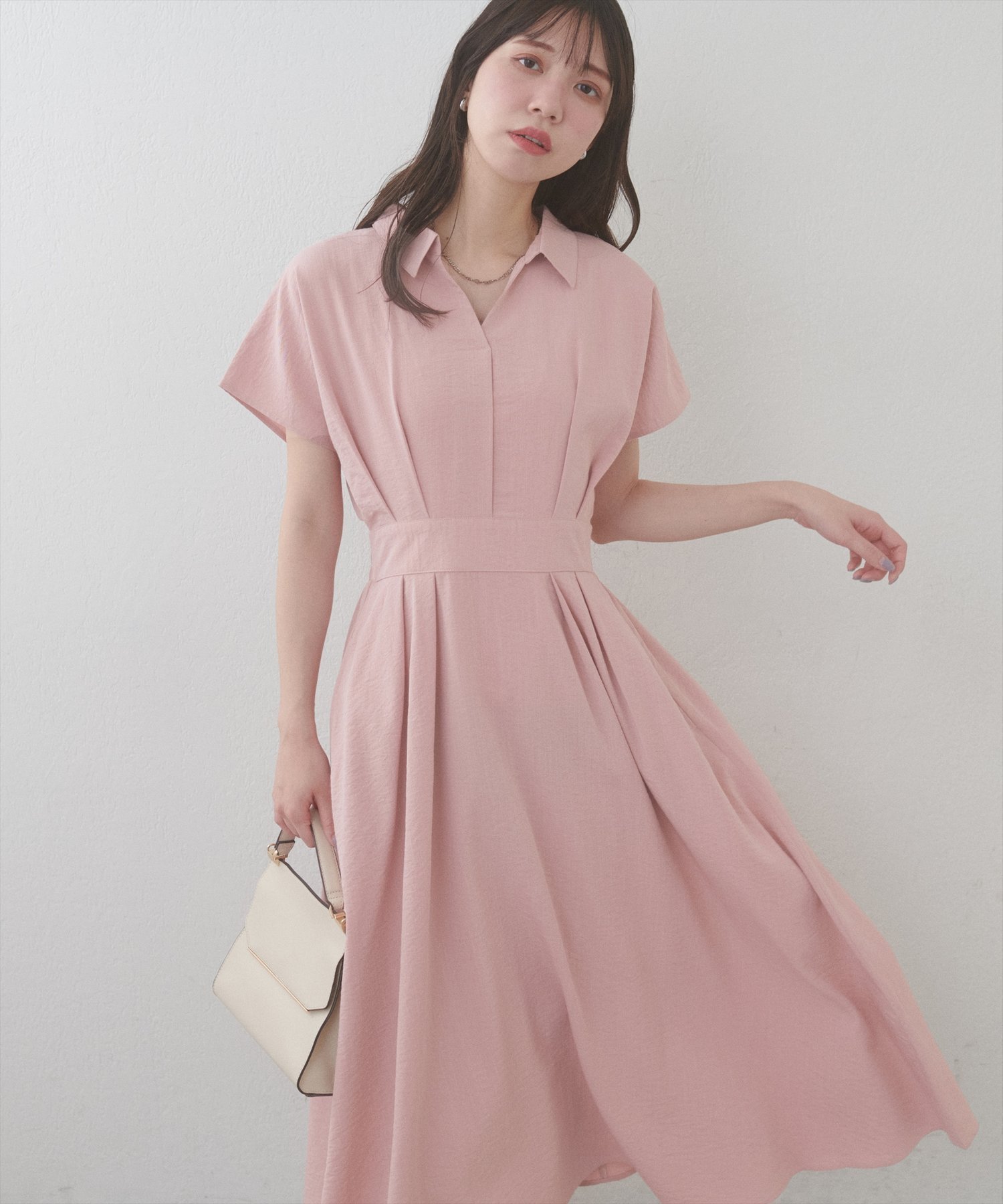 【ナチュラルクチュール/natural couture】の涼しげスキッパー衿お上品ワンピース インテリア・キッズ・メンズ・レディースファッション・服の通販 founy(ファニー) 　ファッション　Fashion　レディースファッション　WOMEN　ワンピース　Dress　2025年　2025　2025春夏・S/S　Ss,Spring/Summer,2025　カーディガン　Cardigan　シアー　Sheer　スキッパー　Skipper　ストラップサンダル　Strap Sandals　トレンド　Trend　ミュール　Mule　エレガント 上品　Elegant　無地　Plain Color　ピンク|ID: prp329100004417682 ipo3291000000031673921