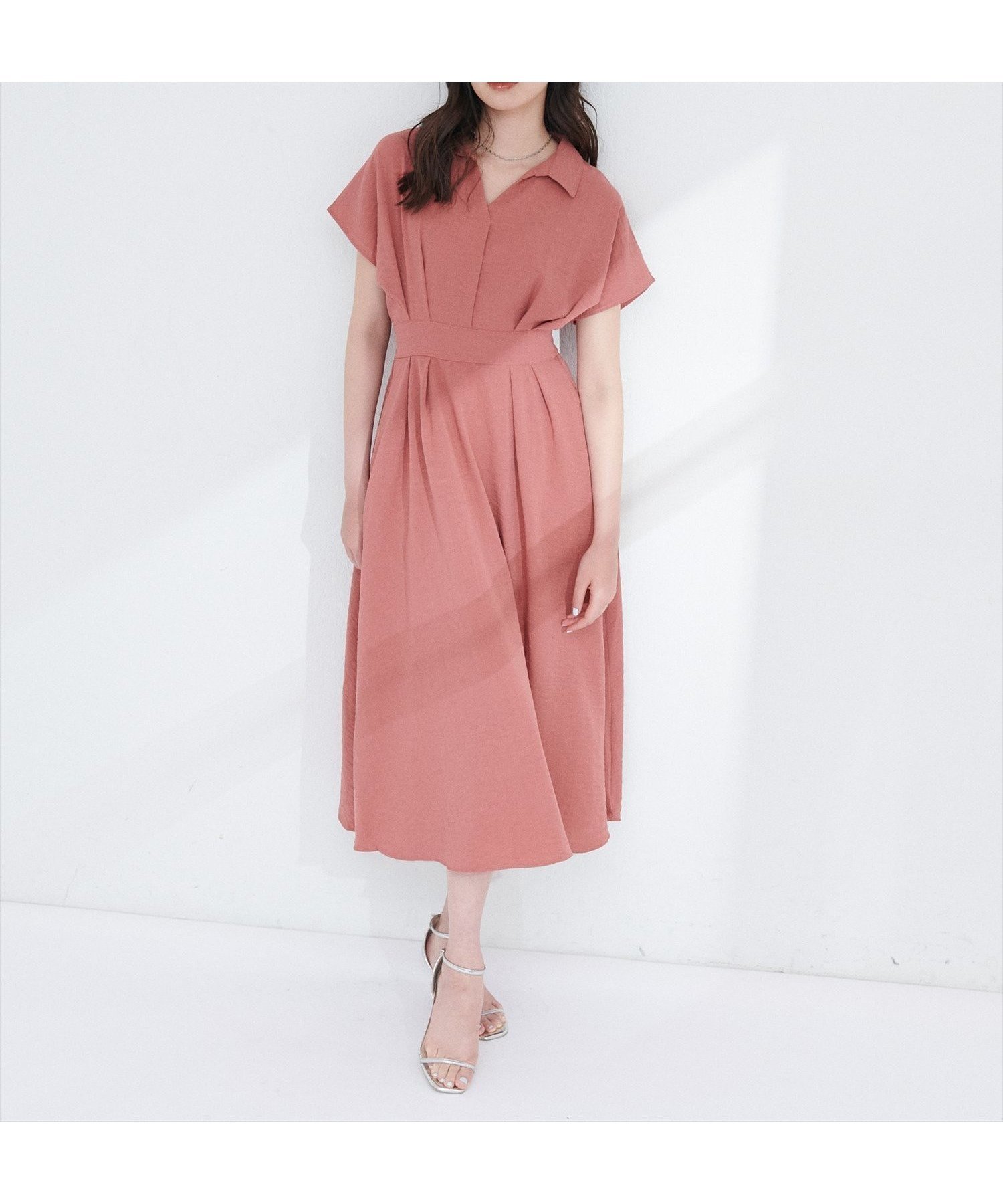 【ナチュラルクチュール/natural couture】の涼しげスキッパー衿お上品ワンピース インテリア・キッズ・メンズ・レディースファッション・服の通販 founy(ファニー) 　ファッション　Fashion　レディースファッション　Ladies' Fashion Online　ワンピース　Dress　2025年　2025　2025春夏・S/S　Ss,Spring/Summer,2025　カーディガン　Cardigan　シアー　Sheer　スキッパー　Skipper　ストラップサンダル　Strap Sandals　トレンド　Trend　ミュール　Mule　エレガント 上品　Elegant　無地　Plain Color　ピンク系その他|ID: prp329100004417682 ipo3291000000032366665