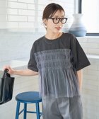 【フリークスストア/FREAK'S STORE】のチュール フリル ドッキング 半袖 Tシャツ【限定展開】 25SS チャコール×ブルーグレー|ID:prp329100004418197