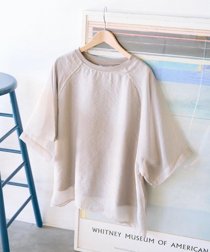 【フリークスストア/FREAK'S STORE】のオーガンジー×カットソー 重ね ラグラン 半袖 Tシャツ【限定展開】 25SS インテリア・キッズ・メンズ・レディースファッション・服の通販 founy(ファニー) 　ファッション　Fashion　レディースファッション　WOMEN　トップス・カットソー　Tops/Tshirt　シャツ/ブラウス　Shirts/Blouses　ロング / Tシャツ　T-Shirts　カットソー　Cut and Sewn　2025年　2025　2025春夏・S/S　Ss,Spring/Summer,2025　オーガンジー　Organdy　カットソー　Cut And Sew　半袖　Short Sleeve　夏　Summer　S/S・春夏　Ss・Spring/Summer　ベージュ|ID: prp329100004418641 ipo3291000000030934199