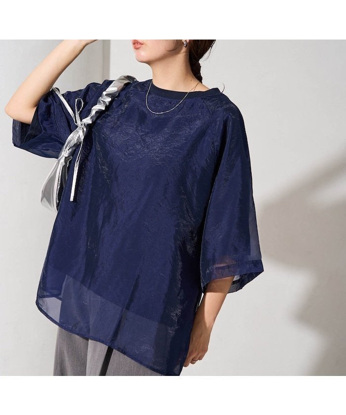 【フリークスストア/FREAK'S STORE】のオーガンジー×カットソー 重ね ラグラン 半袖 Tシャツ【限定展開】 25SS インテリア・キッズ・メンズ・レディースファッション・服の通販 founy(ファニー) ファッション Fashion レディースファッション Fashion for Women トップス・カットソー Cut & Sew Tops シャツ・ブラウス・オフィスカジュアル Elegant Blouses & Button-Ups ロングTシャツ・Tシャツ Longline T-Shirts & Tees カットソー・ベーシックTシャツ Cut-and-Sewn Tops / Stretch Tees & Basics 2025年 2025 2025春夏・S/S Spring/Summer 2025 SS25 おすすめ Recommended / Our Picks オーガンジー Organza Fabric カットソー Cut and Sewn Top シアー Sheer, See-Through スリーブ Sleeve, Long Sleeve / Short Sleeve ビッグ Big, Oversized 人気 Popular, Best Seller 半袖 Short Sleeve, Half Sleeve 夏 Summer S/S・春夏 SS, Spring/Summer, Warm Season ネイビー|ID: prp329100004418641 ipo3291000000034583093
