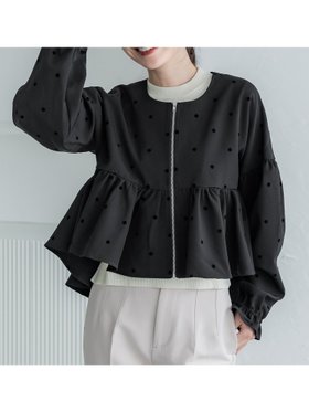 【コカ/COCA】のフロッキードットフレアジャケット 人気、トレンドファッション・服の通販 founy(ファニー) ファッション Fashion レディースファッション WOMEN アウター Coat Outerwear ジャケット Jackets ギャザー Gather 軽量 Lightweight ジャケット Jacket スリム Slim セットアップ Set Up タイトスカート Tight Skirt ドット Dot フェミニン Feminine プリント Print ペプラム Peplum ポケット Pocket おすすめ Recommend エレガント 上品 Elegant |ID:prp329100004419551