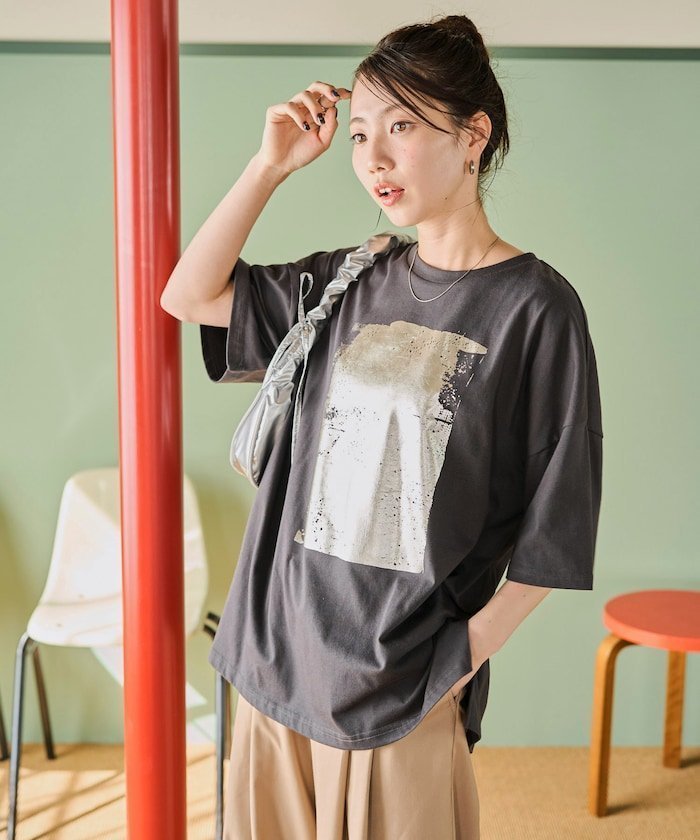 【フリークスストア/FREAK'S STORE】の箔 プリント ビック 半袖シャツ【限定展開】 25SS インテリア・キッズ・メンズ・レディースファッション・服の通販 founy(ファニー) 　ファッション　Fashion　レディースファッション　WOMEN　トップス・カットソー　Tops/Tshirt　シャツ/ブラウス　Shirts/Blouses　2025年　2025　2025春夏・S/S　Ss,Spring/Summer,2025　プリント　Print　半袖　Short Sleeve　夏　Summer　S/S・春夏　Ss・Spring/Summer　ブラック|ID: prp329100004421758 ipo3291000000030925253