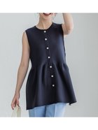 【コカ/COCA】のパールボタンペプラムニットベスト Navy|ID: prp329100004425665 ipo3291000000031991487