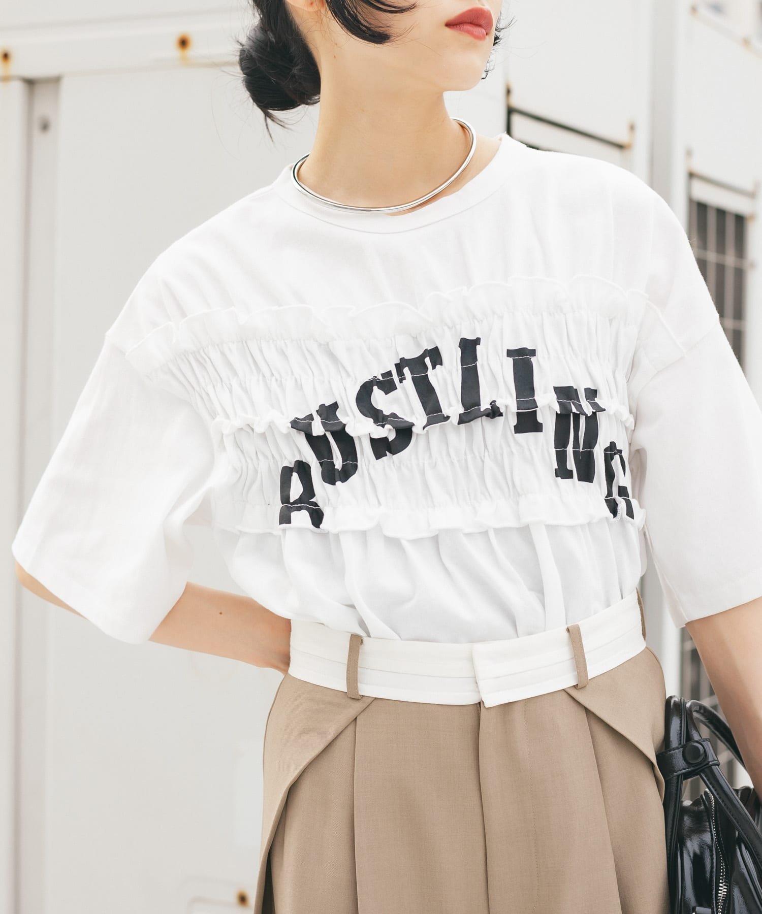 【ケービーエフ/KBF / URBAN RESEARCH】のシャーリングリメイクTEE インテリア・キッズ・メンズ・レディースファッション・服の通販 founy(ファニー) 　ファッション　Fashion　レディースファッション　WOMEN　2025年　2025　2025春夏・S/S　Ss,Spring/Summer,2025　おすすめ　Recommend　シャーリング　Shirring　シンプル　Simple　スラックス　Slacks　チェック　Check　デニム　Denim　ベーシック　Basic　リメイク　Remake　夏　Summer　S/S・春夏　Ss・Spring/Summer　OFF|ID: prp329100004426045 ipo3291000000031997671