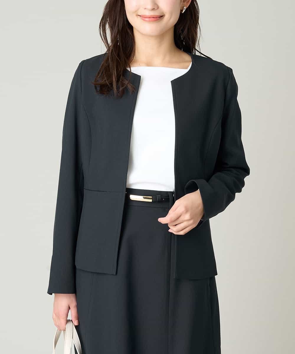 【アー ヴェー ヴェー/a.v.v】の【洗える/ストレッチ/UVカット】麻調ストレッチキーネックジャケット インテリア・キッズ・メンズ・レディースファッション・服の通販 founy(ファニー) 　ファッション　Fashion　レディースファッション　WOMEN　アウター　Coat Outerwear　ジャケット　Jackets　春　Spring　洗える　Washable　クロップド　Cropped　シンプル　Simple　ジャケット　Jacket　ストレッチ　Stretch　ストレート　Straight　スリット　Slit　セットアップ　Set Up　パターン　Pattern　フォーマル　Formal　ベーシック　Basic　ポケット　Pocket　楽ちん　Easy　ワイド　Wide　S/S・春夏　Ss・Spring/Summer　再入荷　Restock/Back In Stock/Re Arrival　夏　Summer　ビジネス 仕事 通勤　Business　ネイビー|ID: prp329100004427072 ipo3291000000031684193