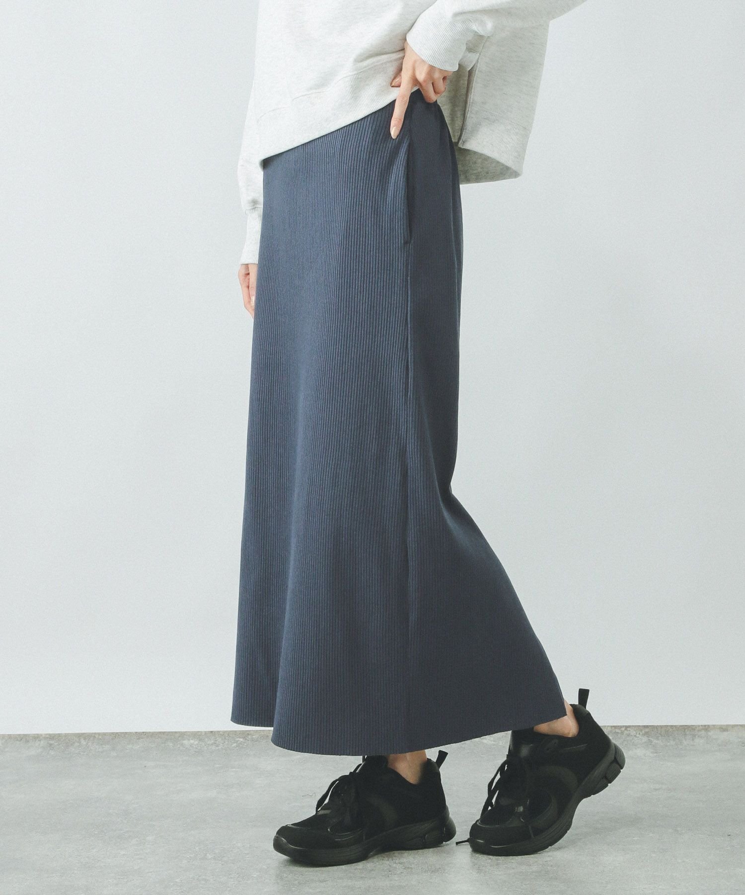 【グローバルワーク/GLOBAL WORK】のセルフCUTリブIラインスカート/288750 インテリア・キッズ・メンズ・レディースファッション・服の通販 founy(ファニー) 　ファッション　Fashion　レディースファッション　Ladies' Fashion Online　スカート　Skirt　スリット　Slit　トレーナー　Trainer　バランス　Balance　ネイビー88|ID: prp329100004427517 ipo3291000000032265377