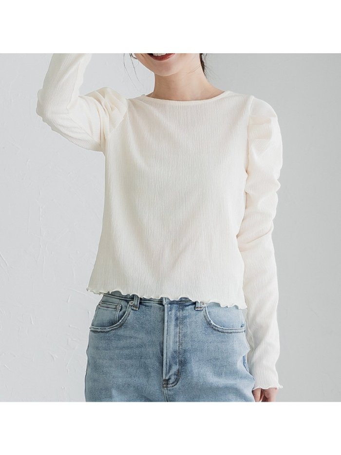 【コカ/COCA】のクレープシャーリングパフスリーブトップス インテリア・キッズ・メンズ・レディースファッション・服の通販 founy(ファニー) https://founy.com/ ファッション Fashion レディースファッション WOMEN トップス・カットソー Tops/Tshirt ポケット Pocket |ID: prp329100004427549 ipo3291000000031103336
