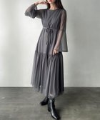 【ジュノア/JUNOAH】のMeiru チュールフレアスリーブワンピース 人気、トレンドファッション・服の通販 founy(ファニー) ファッション Fashion レディースファッション WOMEN ワンピース Dress thumbnail チャコール|ID: prp329100004427637 ipo3291000000030973062