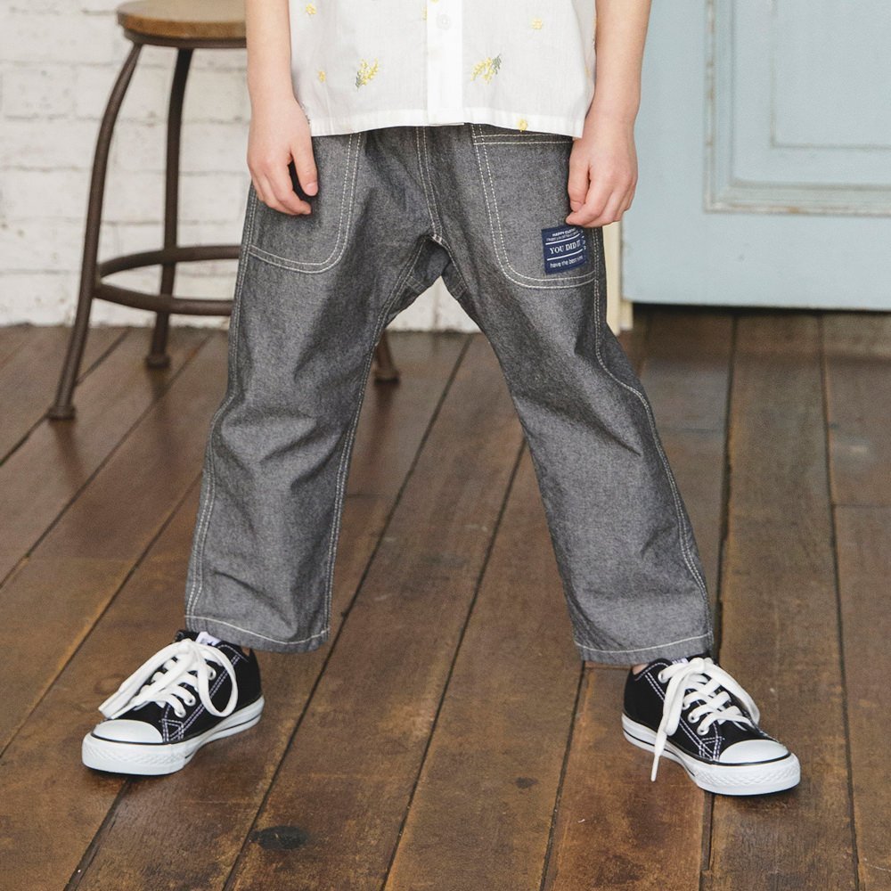 【ブランシェス/branshes / KIDS】の【爽やかシャンブレー】クロップドパンツ インテリア・キッズ・メンズ・レディースファッション・服の通販 founy(ファニー) 　ファッション　Fashion　キッズファッション　KIDS Children’s Clothing　ボトムス　Bottoms/Kids　おすすめ　Recommend　シャンブレー　Chambray　ストライプ　Stripe　ベーシック　Basic　ポケット　Pocket　夏　Summer　春　Spring　無地　Plain Color　ブラック|ID: prp329100004428182 ipo3291000000032642290