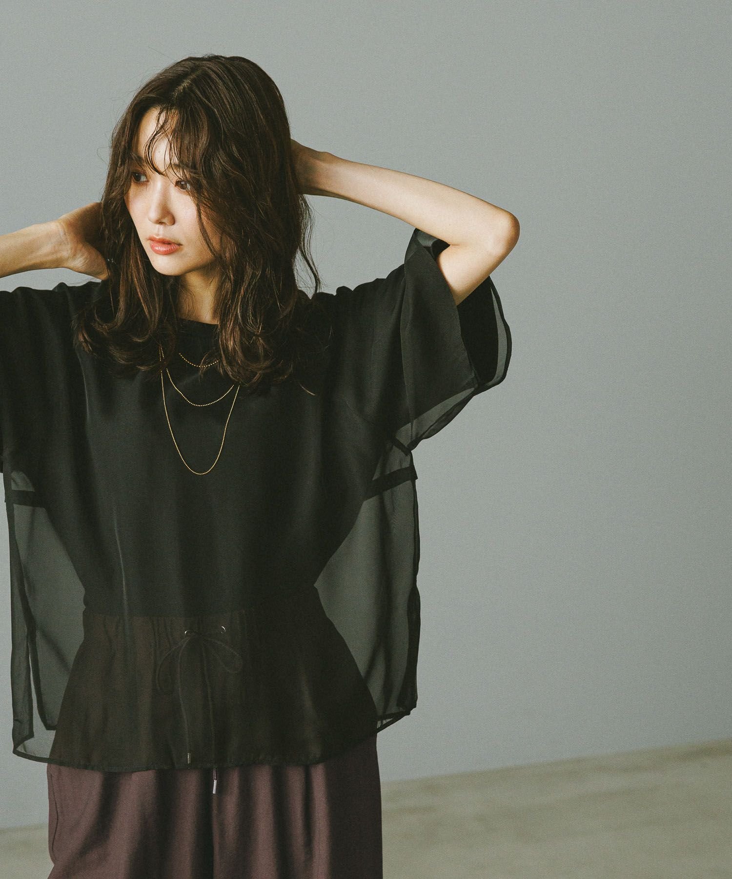 【グローバルワーク/GLOBAL WORK】のシフォンドッキング7分袖/325954 人気、トレンドファッション・服の通販 founy(ファニー) 　ファッション　Fashion　レディースファッション　Fashion for Women　トップス・カットソー　Cut & Sew Tops　インナー　Innerwear　カットソー　Cut and Sewn Top　シフォン　Chiffon, Lightweight Fabric　スリット　Slit, Slit Detail　ドッキング　Docking, Mixed Material　人気　Popular, Best Seller　 other-1|ID: prp329100004428412 ipo3291000000033570561
