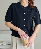 【ディスコート/Discoat】のサラモチ衿付き半袖カーディガン《WEB限定カラーあり》 ネイビー|ID: prp329100004428598 ipo3291000000031958398