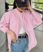 【チャオパニックティピー/CIAOPANIC TYPY】の【日焼け対策・お手入れ簡単】ボリュームスリーブストライプバンドカラーシャツ レッド|ID: prp329100004429509 ipo3291000000032674027