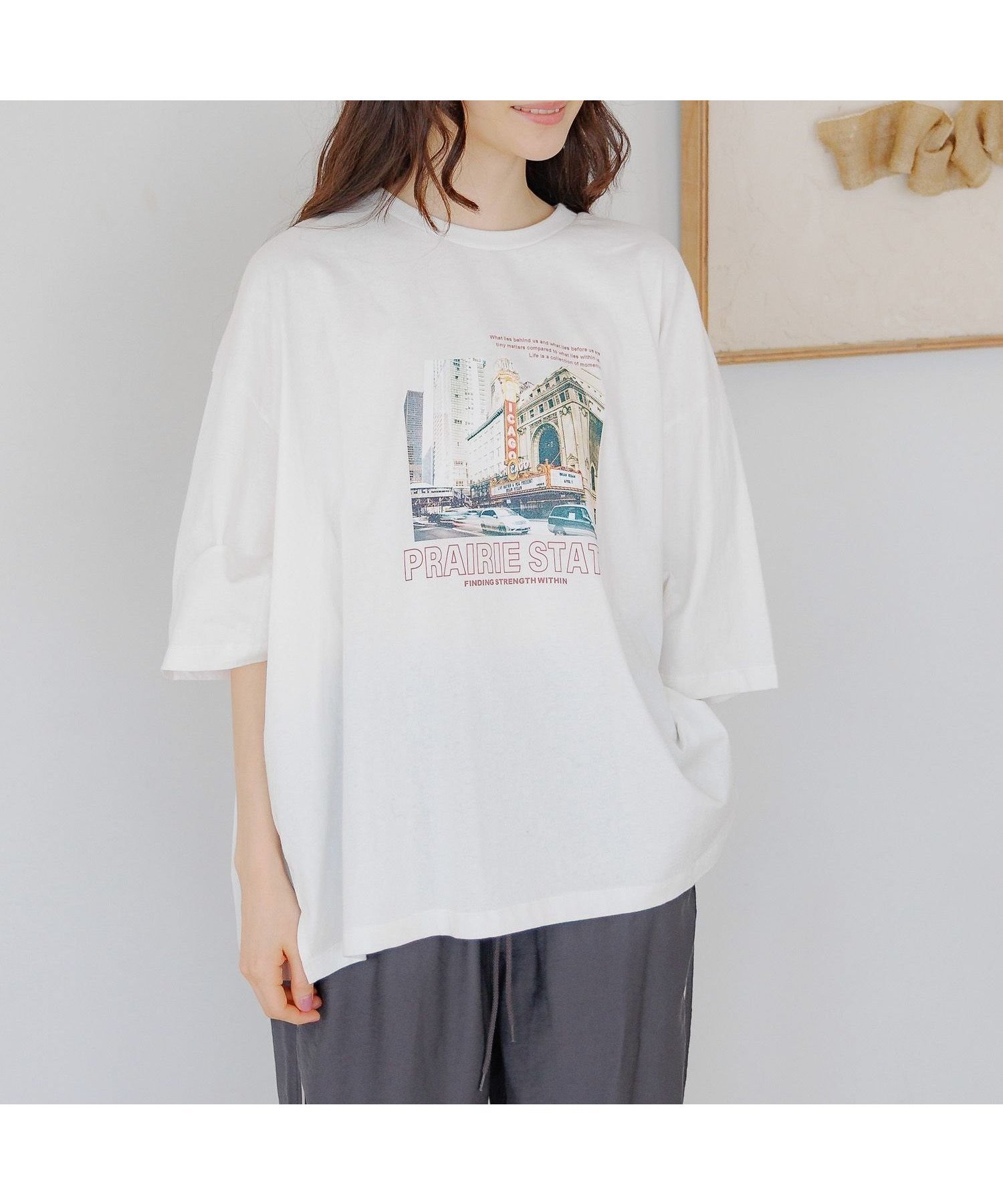 【ニコアンド/niko and】のバック布帛CITYフォトTシャツ インテリア・キッズ・メンズ・レディースファッション・服の通販 founy(ファニー) 　ファッション　Fashion　レディースファッション　WOMEN　トップス・カットソー　Tops/Tshirt　シャツ/ブラウス　Shirts/Blouses　ロング / Tシャツ　T-Shirts　バッグ　Bag　おすすめ　Recommend　カットソー　Cut And Sew　バランス　Balance　フリル　Frills　ワイド　Wide　半袖　Short Sleeve　オフ11|ID: prp329100004432555 ipo3291000000030960074