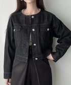 【ジュノア/JUNOAH】のMeiru ビジュー釦ノーカラーデニムジャケット 人気、トレンドファッション・服の通販 founy(ファニー) ファッション Fashion レディースファッション WOMEN アウター Coat Outerwear ジャケット Jackets デニムジャケット Denim Jackets ビジュー Bijou thumbnail ブラック|ID: prp329100004432882 ipo3291000000030962438