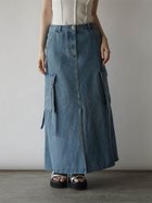 【ラシュッド/LASUD】のカーゴデザインデニムスカート ブルー|ID: prp329100004433732 ipo3291000000031945416