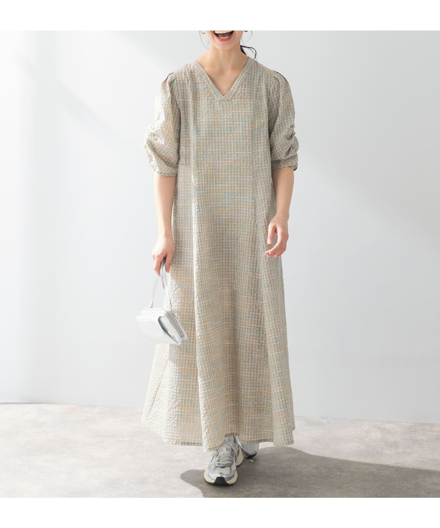 【アーバンリサーチ ロッソ/URBAN RESEARCH ROSSO】のF by ROSSO チェックパフスリーブワンピース 人気、トレンドファッション・服の通販 founy(ファニー) 　ファッション　Fashion　レディースファッション　WOMEN　ワンピース　Dress　2025年　2025　2025春夏・S/S　Ss,Spring/Summer,2025　スリーブ　Sleeve　ロング　Long　夏　Summer　S/S・春夏　Ss・Spring/Summer　 other-1|ID: prp329100004433891 ipo3291000000032342935
