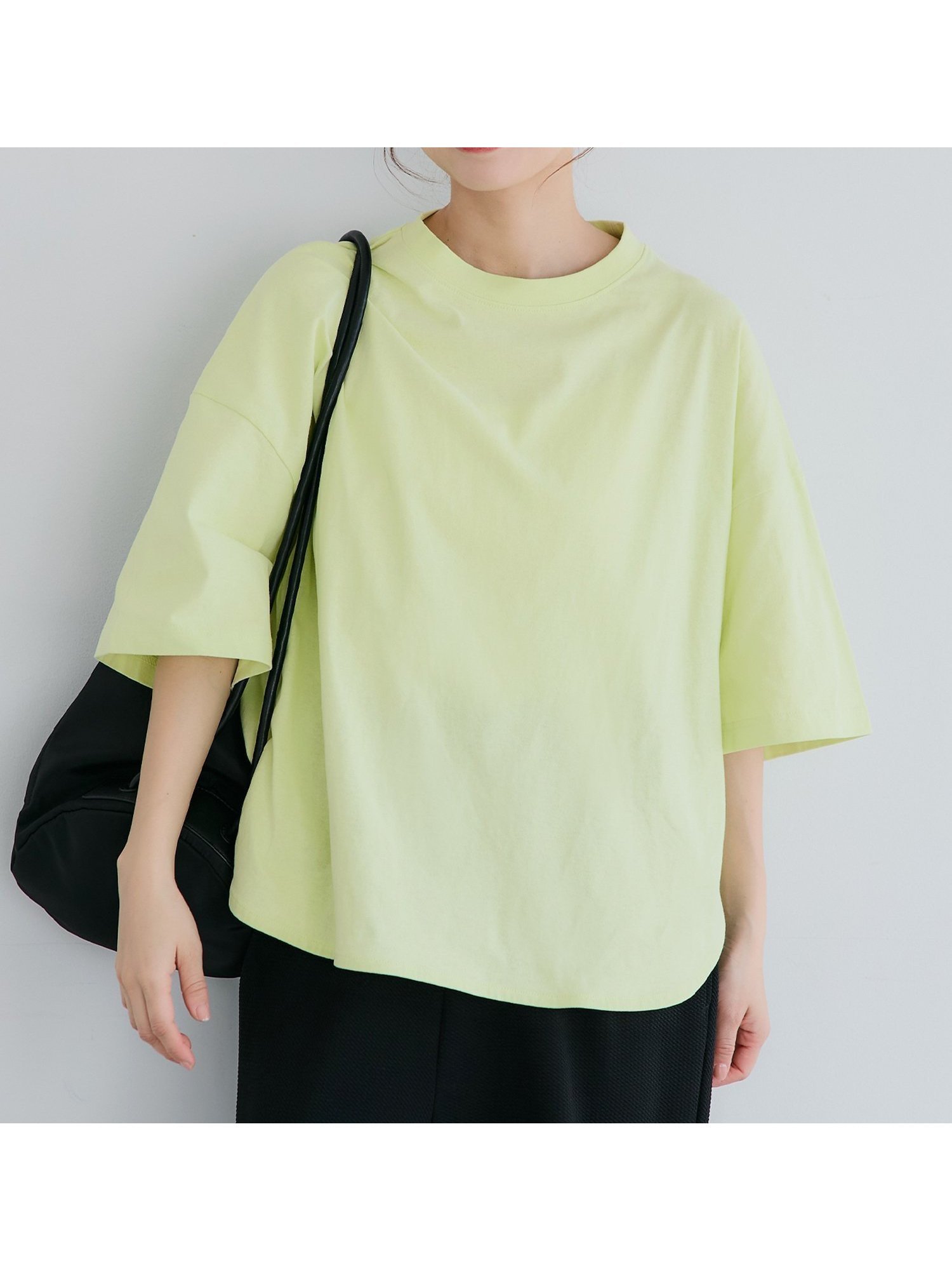 【コカ/COCA】のビックシルエットテールカット5分袖Tシャツ インテリア・キッズ・メンズ・レディースファッション・服の通販 founy(ファニー) 　ファッション　Fashion　レディースファッション　WOMEN　トップス・カットソー　Tops/Tshirt　シャツ/ブラウス　Shirts/Blouses　ロング / Tシャツ　T-Shirts　イエロー　Yellow　シューズ　Shoes　スリット　Slit　デニム　Denim　バレエ　Ballet　フレア　Flare　ポケット　Pocket　リラックス　Relax　お家時間・ステイホーム　Home Time/Stay Home　2025年　2025　2025春夏・S/S　Ss,Spring/Summer,2025　Yellow|ID: prp329100004434116 ipo3291000000031903743