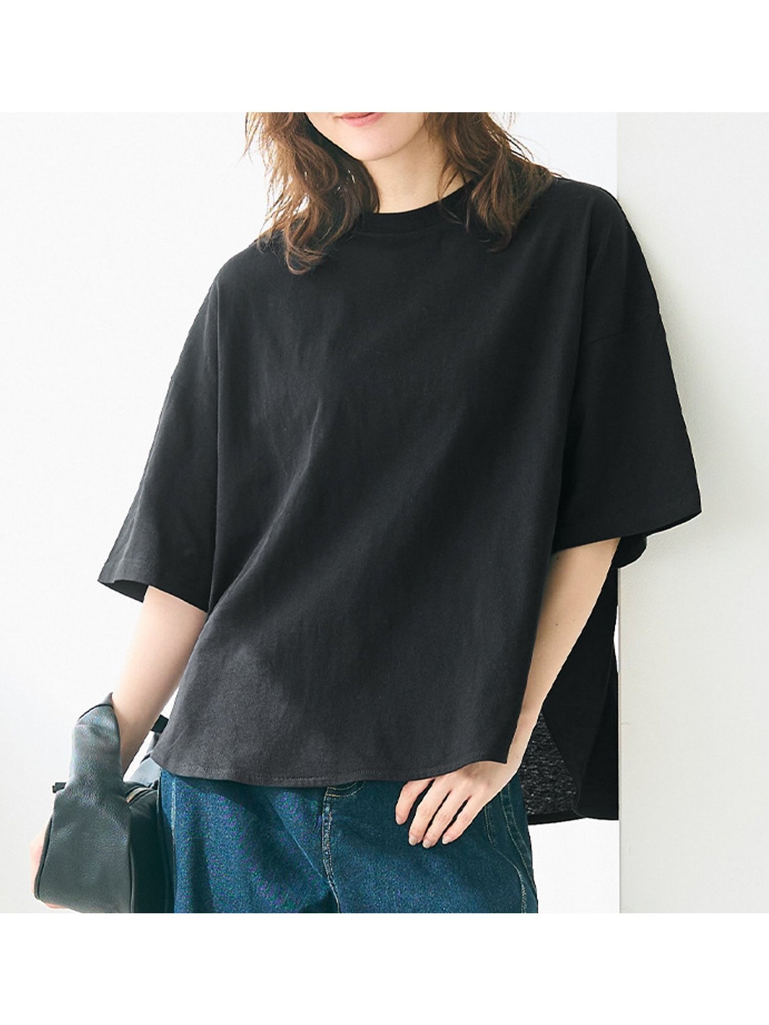 【コカ/COCA】のビックシルエットテールカット5分袖Tシャツ インテリア・キッズ・メンズ・レディースファッション・服の通販 founy(ファニー) 　ファッション　Fashion　レディースファッション　WOMEN　トップス・カットソー　Tops/Tshirt　シャツ/ブラウス　Shirts/Blouses　ロング / Tシャツ　T-Shirts　イエロー　Yellow　シューズ　Shoes　スリット　Slit　デニム　Denim　バレエ　Ballet　フレア　Flare　ポケット　Pocket　リラックス　Relax　お家時間・ステイホーム　Home Time/Stay Home　2025年　2025　2025春夏・S/S　Ss,Spring/Summer,2025　Black|ID: prp329100004434116 ipo3291000000031903755
