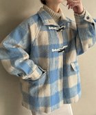 【ジュノア/JUNOAH】のシャギーチェックダッフルコート 人気、トレンドファッション・服の通販 founy(ファニー) ファッション Fashion レディースファッション WOMEN アウター Coat Outerwear コート Coats ダッフルコート Duffle Coats thumbnail ライトブルー|ID: prp329100004434284 ipo3291000000030975940