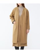 【ラシュッド/LASUD】の圧縮ウールジョーゼットノーカラーコート キャメル|ID: prp329100004434357 ipo3291000000031880207