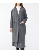 【ラシュッド/LASUD】の圧縮ウールジョーゼットノーカラーコート 杢グレー|ID: prp329100004434357 ipo3291000000031880209