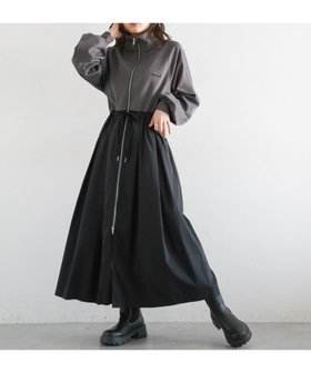 【レイジブルー/RAGEBLUE】の異素材ドッキング/トラックジャージワンピース 人気、トレンドファッション・服の通販 founy(ファニー) ファッション Fashion レディースファッション WOMEN ワンピース Dress おすすめ Recommend シンプル Simple ジップ Zip スタンド Stand スラックス Slacks スリット Slit スリーブ Sleeve デニム Denim トレンド Trend ドッキング Docking フレア Flare フロント Front ブルゾン Blouson ベーシック Basic リボン Ribbon ロング Long |ID:prp329100004434411