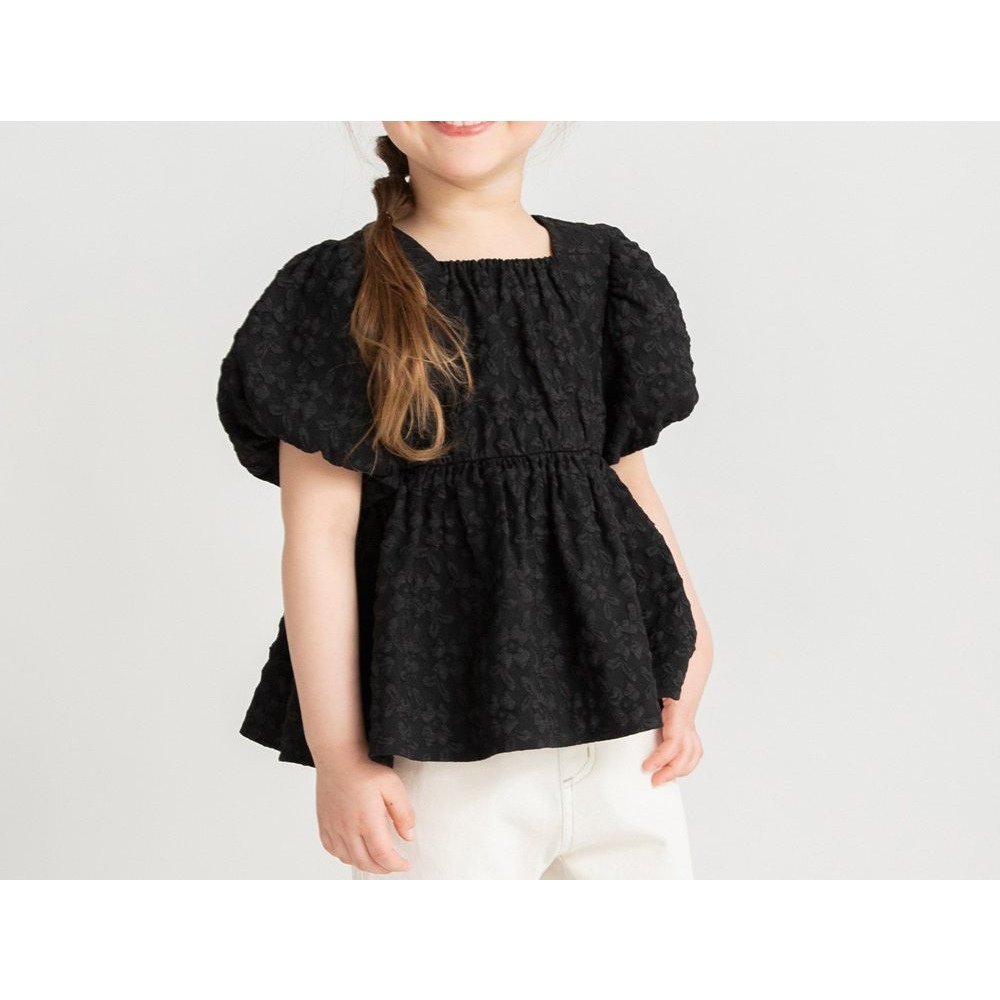 【ブランシェス/branshes / KIDS】の【プチレディ】バックリボンブラウス インテリア・キッズ・メンズ・レディースファッション・服の通販 founy(ファニー) 　ファッション　Fashion　キッズファッション　KIDS　おすすめ　Recommend　ガーリー　Girly　シンプル　Simple　スリーブ　Sleeve　デニム　Denim　トレンド　Trend　リボン　Ribbon　ブラック|ID: prp329100004437322 ipo3291000000031923495