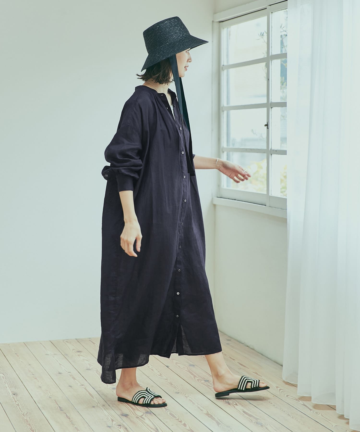 【アーバンリサーチ ドアーズ/URBAN RESEARCH DOORS】のリネンギャザーワンピース インテリア・キッズ・メンズ・レディースファッション・服の通販 founy(ファニー) 　ファッション　Fashion　レディースファッション　WOMEN　ワンピース　Dress　おすすめ　Recommend　ガウン　Gown　ギャザー　Gather　リネン　Linen　夏　Summer　NAVY|ID: prp329100004438404 ipo3291000000032223701