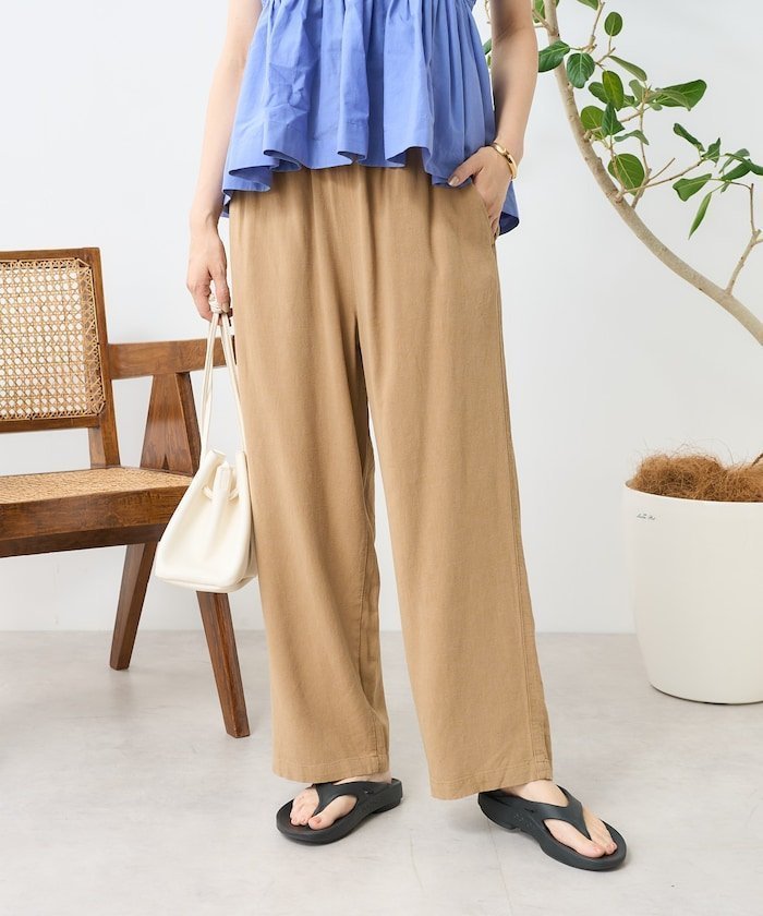 【フリークスストア/FREAK'S STORE】の低身長サイズあり リネンレーヨンイージーパンツ/コットンイージーパンツ 25SS インテリア・キッズ・メンズ・レディースファッション・服の通販 founy(ファニー) 　ファッション　Fashion　レディースファッション　WOMEN　パンツ　Pants　春　Spring　デニム　Denim　定番　Standard　人気　Popularity　ベーシック　Basic　ポケット　Pocket　リネン　Linen　リラックス　Relax　ワイド　Wide　S/S・春夏　Ss・Spring/Summer　おすすめ　Recommend　夏　Summer　旅行　Travel　エレガント 上品　Elegant　2025年　2025　2025春夏・S/S　Ss,Spring/Summer,2025　ベージュ|ID: prp329100004439767 ipo3291000000031291801