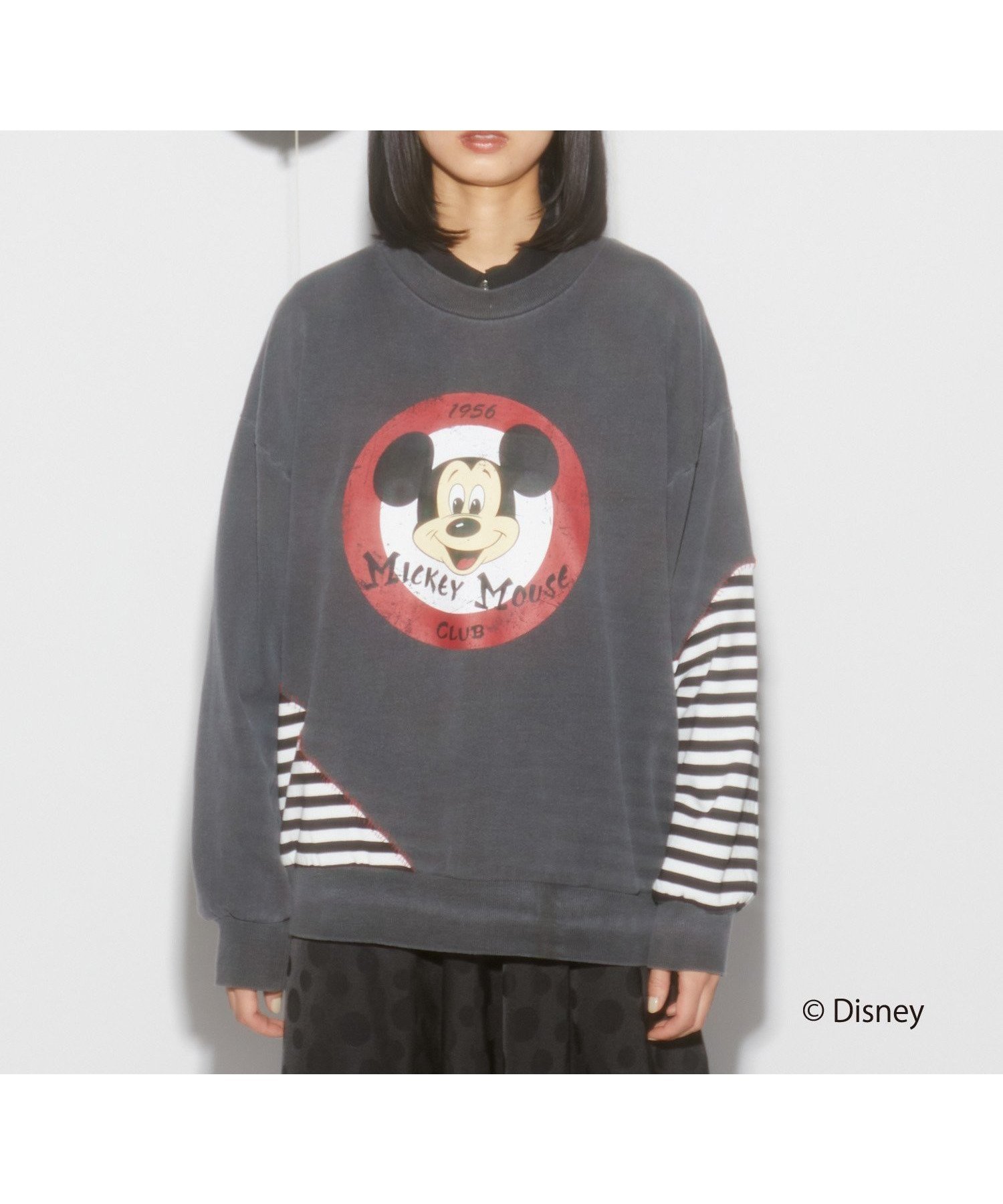 【フラボア/FRAPBOIS】のリメイクスウェット FRAPBOIS MICKEY MOUSEコレクション 人気、トレンドファッション・服の通販 founy(ファニー) 　ファッション　Fashion　レディースファッション　WOMEN　トップス・カットソー　Tops/Tshirt　パーカ　Sweats　スウェット　Sweat　キャラクター　Character　コレクション　Collection　スウェット　Sweat　スペシャル　Special　ドッキング　Docking　ハンド　Hand　プリント　Print　ボーダー　Border　リラックス　Relax　ヴィンテージ　Vintage　 other-1|ID: prp329100004442149 ipo3291000000031047520