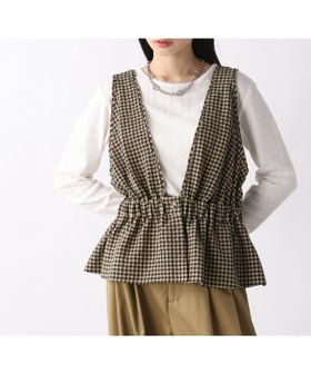 【ジーナシス/JEANASiS】のチェックジャガードペプラムベスト 人気、トレンドファッション・服の通販 founy(ファニー) ファッション Fashion レディースファッション WOMEN アウター Coat Outerwear トップス・カットソー Tops/Tshirt ベスト/ジレ Gilets/Vests インナー Inner クール Cool サッカー Soccer ショート Short タンク Tank トレンド Trend バランス Balance フレア Flare ベスト Vest ペプラム Peplum ワイド Wide エレガント 上品 Elegant 夏 Summer 長袖 Long Sleeve |ID:prp329100004446426