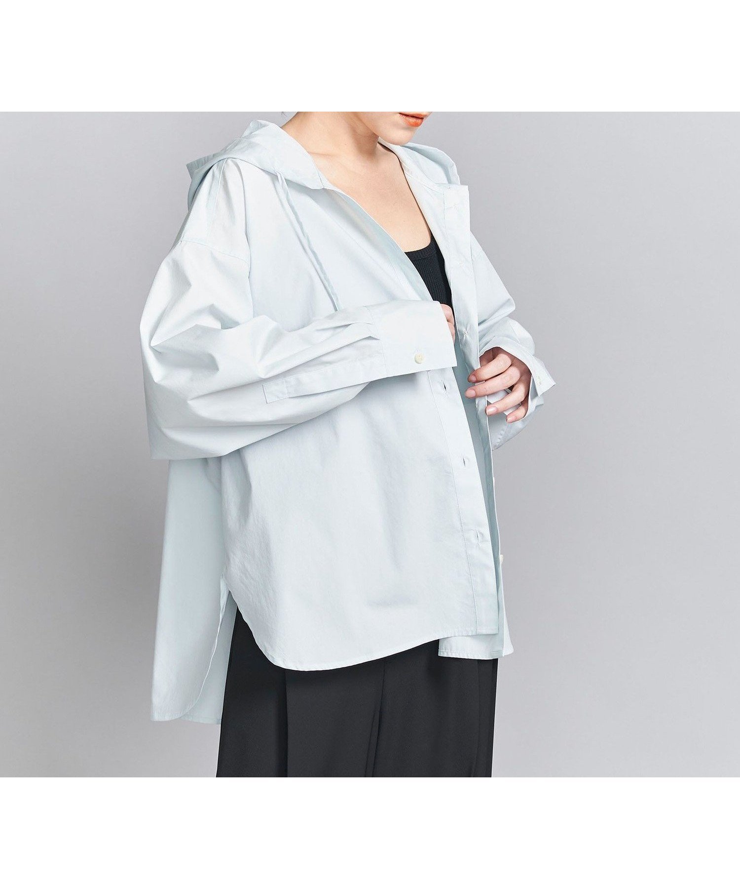 【ビューティ&ユース ユナイテッドアローズ/BEAUTY&YOUTH / UNITED ARROWS】のフード ボリュームシャツ インテリア・キッズ・メンズ・レディースファッション・服の通販 founy(ファニー) 　ファッション　Fashion　レディースファッション　WOMEN　トップス・カットソー　Tops/Tshirt　シャツ/ブラウス　Shirts/Blouses　ジャケット　Jacket　スリット　Slit　タイプライター　Typewriter　タンク　Tank　羽織　Haori　ワイド　Wide　おすすめ　Recommend　LT.BLUE|ID: prp329100004448889 ipo3291000000032371245