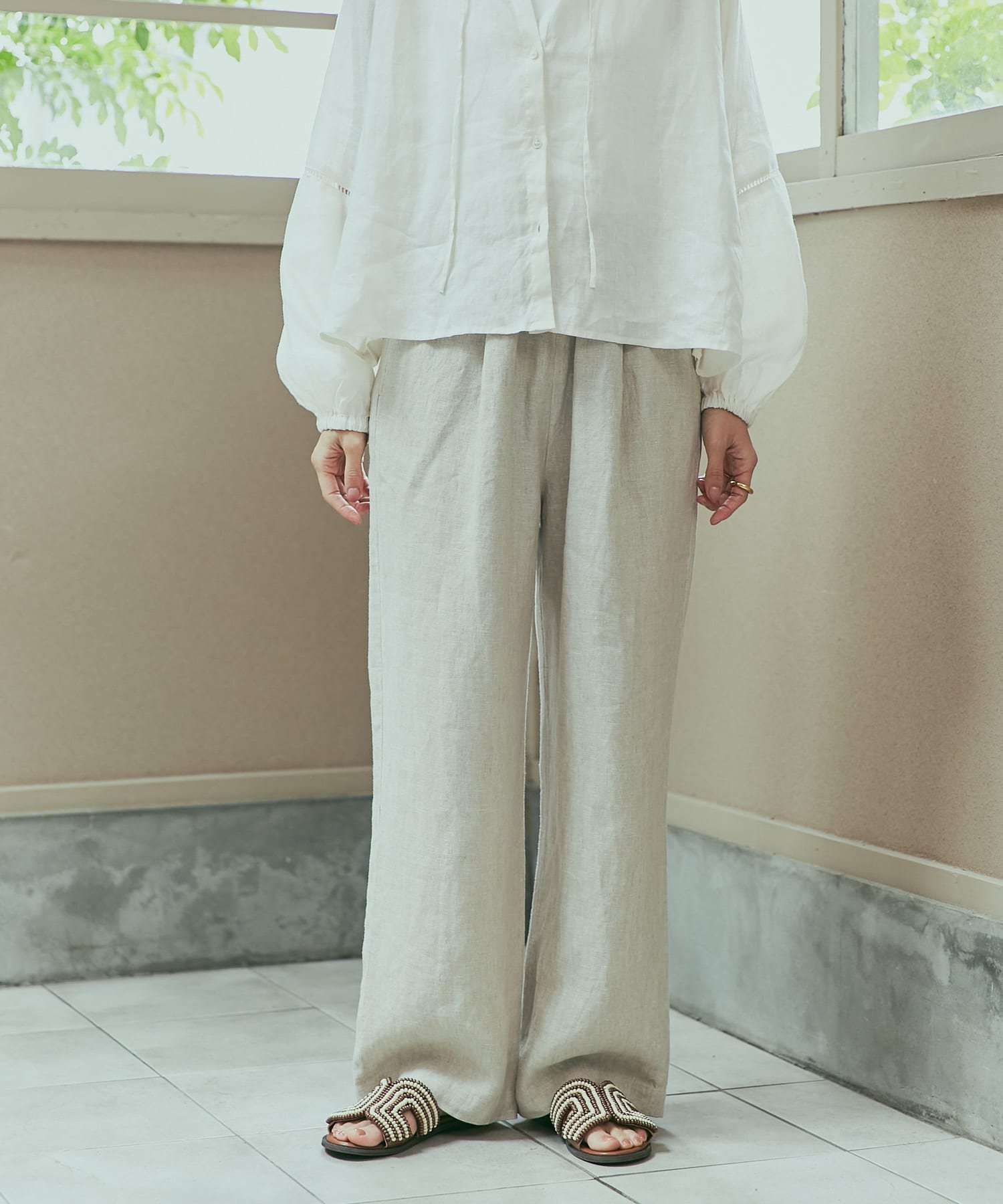 【アーバンリサーチ ドアーズ/URBAN RESEARCH DOORS】のリネンイージーパンツ インテリア・キッズ・メンズ・レディースファッション・服の通販 founy(ファニー) 　ファッション　Fashion　レディースファッション　WOMEN　パンツ　Pants　2025年　2025　2025春夏・S/S　Ss,Spring/Summer,2025　サンダル　Sandals　ジャケット　Jacket　ストレート　Straight　ノースリーブ　No Sleeve　フェミニン　Feminine　フラット　Flat　リネン　Linen　ワイド　Wide　エレガント 上品　Elegant　夏　Summer　S/S・春夏　Ss・Spring/Summer　NATURAL|ID: prp329100004449810 ipo3291000000032403769