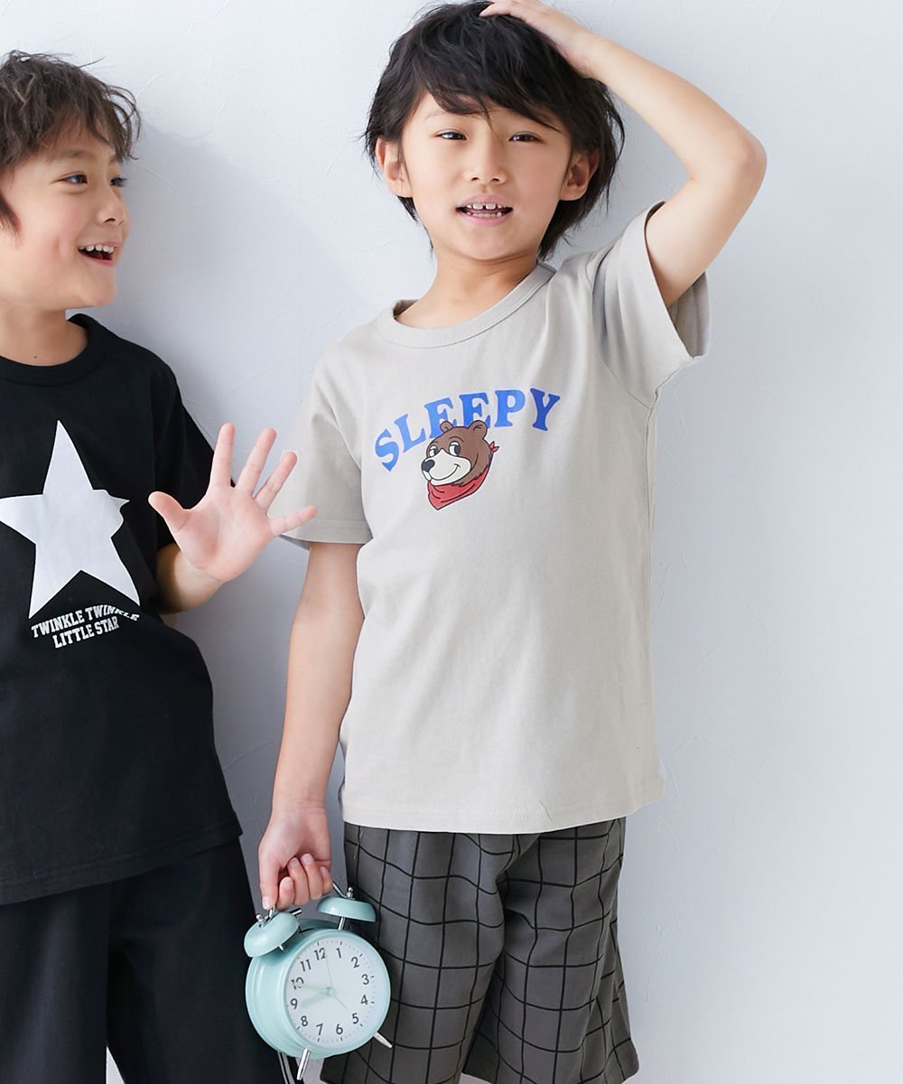 【デビロック/devirock / KIDS】の綿100% デビラボROOM ボーイズ半袖パジャマ パジャマ 25SS インテリア・キッズ・メンズ・レディースファッション・服の通販 founy(ファニー) 　ファッション　Fashion　キッズファッション　KIDS　パジャマ　Pajamas　ボーイズ　Boys　半袖　Short Sleeve　おすすめ　Recommend　お家時間・ステイホーム　Home Time/Stay Home　旅行　Travel　2025年　2025　2025春夏・S/S　Ss,Spring/Summer,2025　010-クマ-Lグレー|ID: prp329100004450214 ipo3291000000031993358