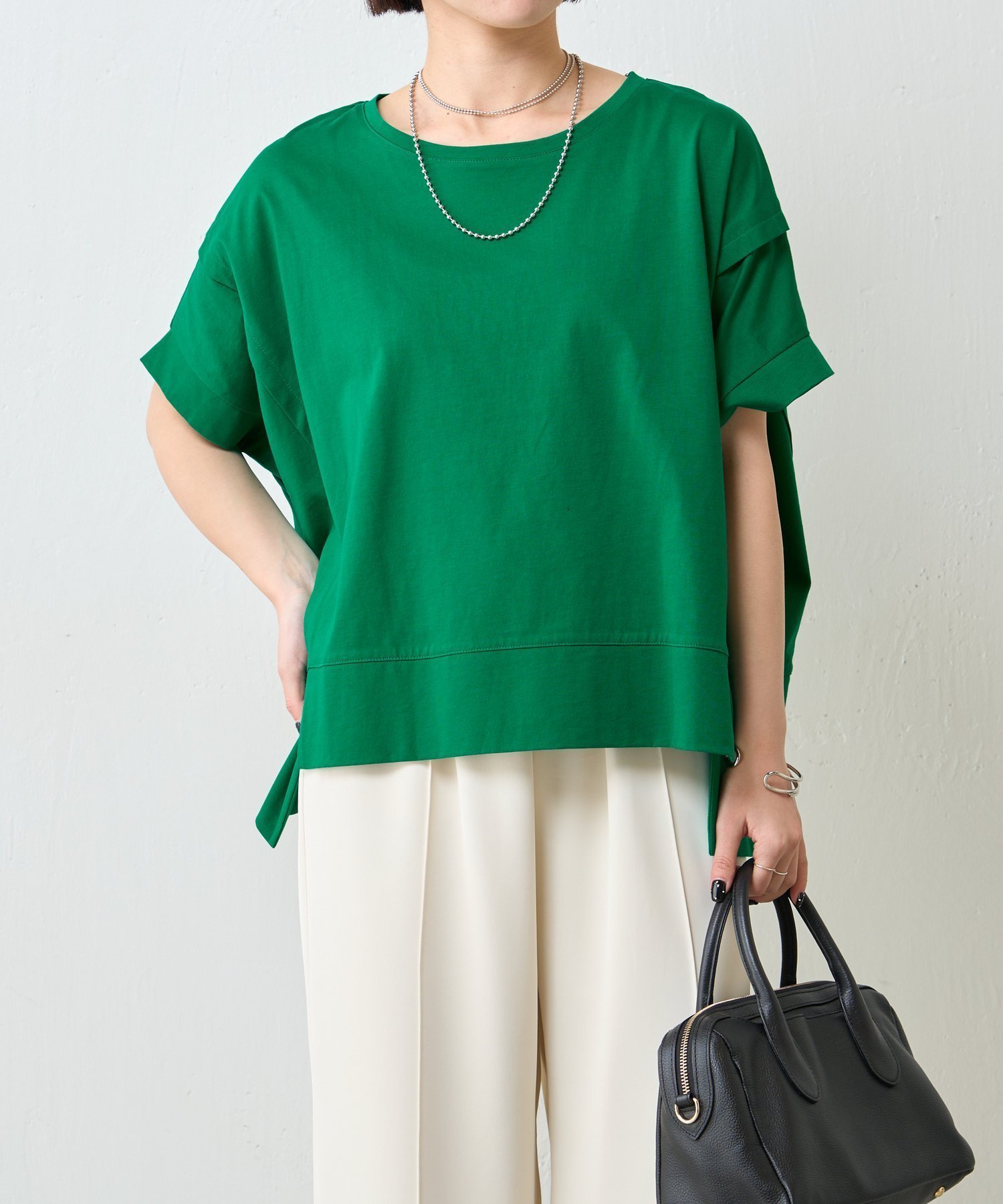 【その他のブランド/Other】の【新色登場】【サラサラ素材で涼しく着れる】ビッグ変形Tシャツ インテリア・キッズ・メンズ・レディースファッション・服の通販 founy(ファニー) 　ファッション　Fashion　レディースファッション　WOMEN　トップス・カットソー　Tops/Tshirt　シャツ/ブラウス　Shirts/Blouses　ロング / Tシャツ　T-Shirts　イエロー　Yellow　キャミソール　Camisole　コンシャス　Conscious　スクエア　Square　スリット　Slit　タンク　Tank　ビッグ　Big　ベーシック　Basic　ボトム　Bottom　おすすめ　Recommend　夏　Summer　グリーン|ID: prp329100004454134 ipo3291000000032129776