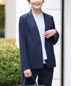 【アー ヴェー ヴェー/a.v.v】の【洗える/ストレッチ/UVカット】麻調ストレッチノーカラージャケット ネイビー|ID: prp329100004454352 ipo3291000000031843355