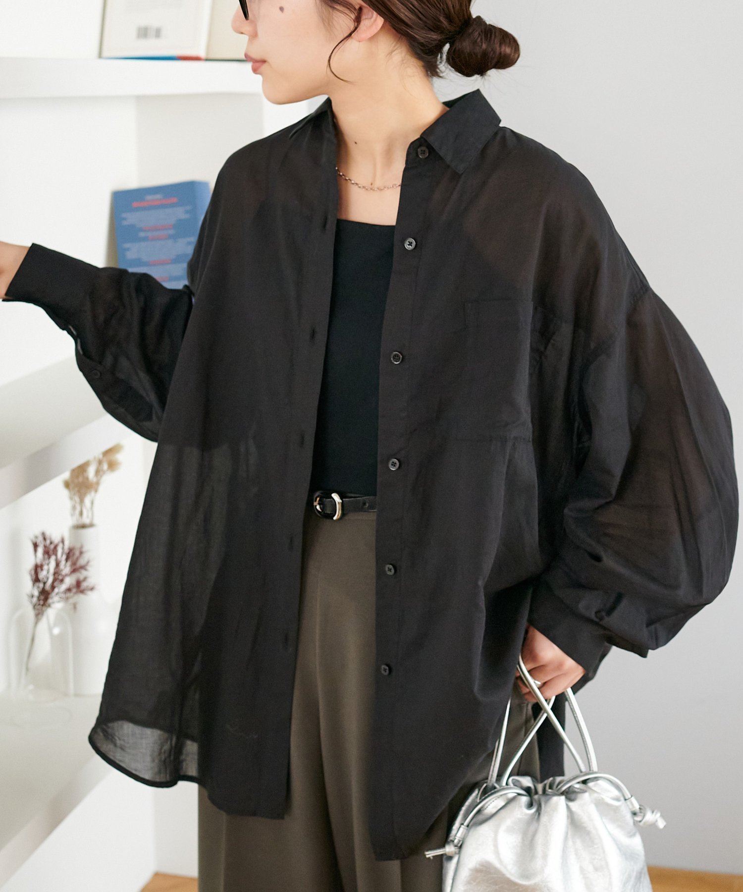 【ディスコート/Discoat】のコットンシアーレギュラーシャツ インテリア・キッズ・メンズ・レディースファッション・服の通販 founy(ファニー) 　ファッション　Fashion　レディースファッション　WOMEN　トップス・カットソー　Tops/Tshirt　シャツ/ブラウス　Shirts/Blouses　シンプル　Simple　夏　Summer　春　Spring　S/S・春夏　Ss・Spring/Summer　羽織　Haori　ブラック|ID: prp329100004454417 ipo3291000000031958364