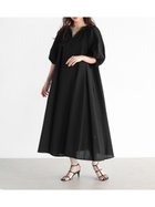 【ヴァン/Vin】のキーネックボリュームスリーブサッカーワンピース ブラック|ID: prp329100004455649 ipo3291000000031758085