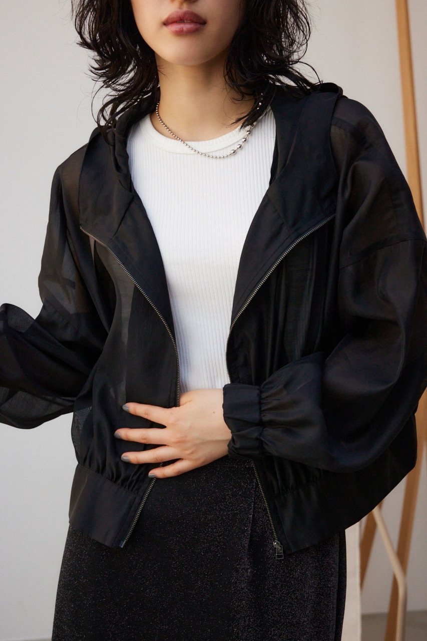 【アズール バイ マウジー/AZUL by moussy】のシアーフーディーブルゾン インテリア・キッズ・メンズ・レディースファッション・服の通販 founy(ファニー) 　ファッション　Fashion　レディースファッション　WOMEN　アウター　Coat Outerwear　ブルゾン　Blouson/Jackets　シアー　Sheer　シンプル　Simple　デニム　Denim　トレンド　Trend　BLK|ID: prp329100004455697 ipo3291000000031959779