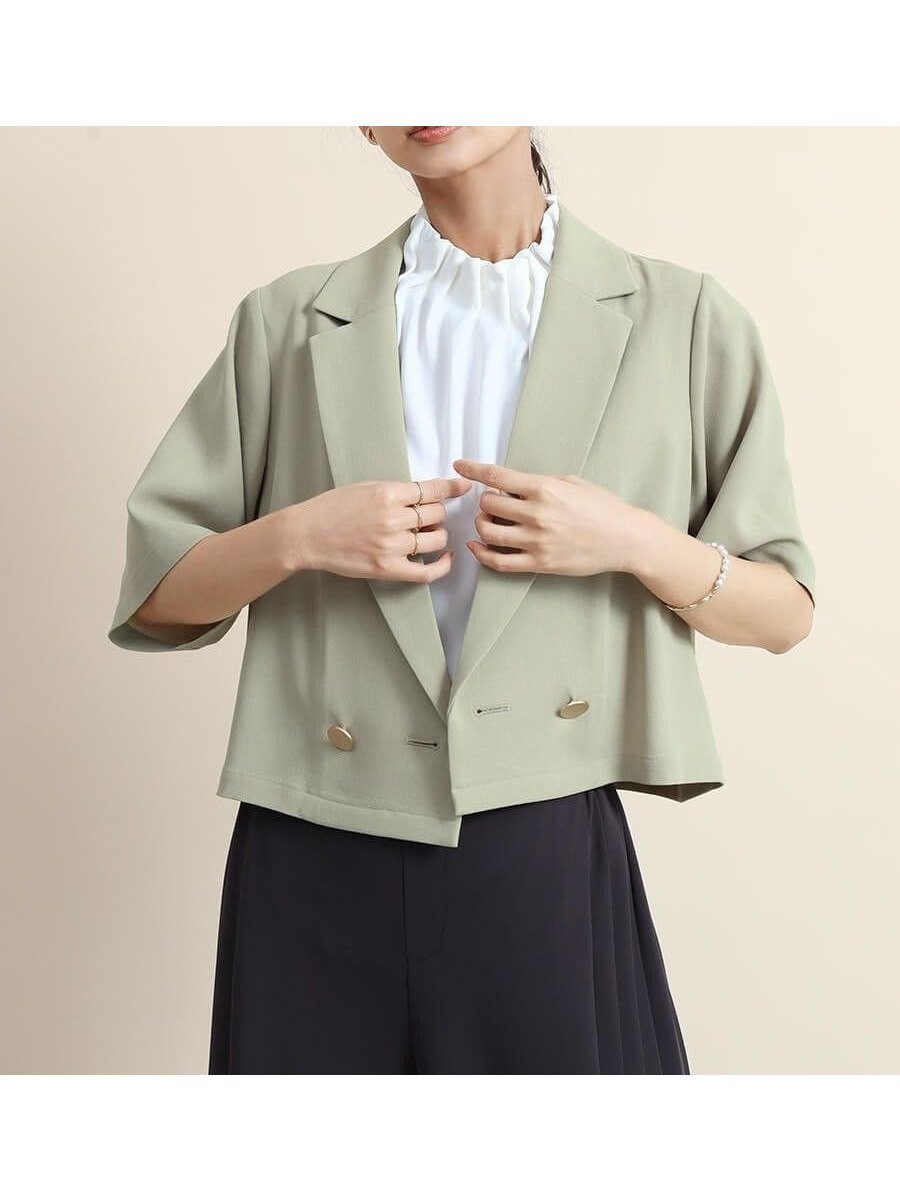 【ヴァン/Vin】のクロップド丈ハーフスリーブジャケット インテリア・キッズ・メンズ・レディースファッション・服の通販 founy(ファニー) 　ファッション　Fashion　レディースファッション　Fashion for Women　アウター　Coat / Outerwear Collection　レディースジャケット・軽アウター　Jackets　おすすめ　Recommended / Our Picks　クロップド　Cropped, Short Length　夏　Summer　サンドベージュ|ID: prp329100004455857 ipo3291000000033910220