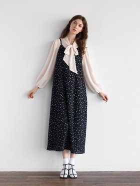 【ヴァン/Vin】のドットジャガードキャミワンピース 人気、トレンドファッション・服の通販 founy(ファニー) ファッション Fashion レディースファッション WOMEN ワンピース Dress キャミワンピース No Sleeve Dresses インナー Inner カットジャガード Cut Jacquard ドット Dot リボン Ribbon ロング Long |ID:prp329100004457337