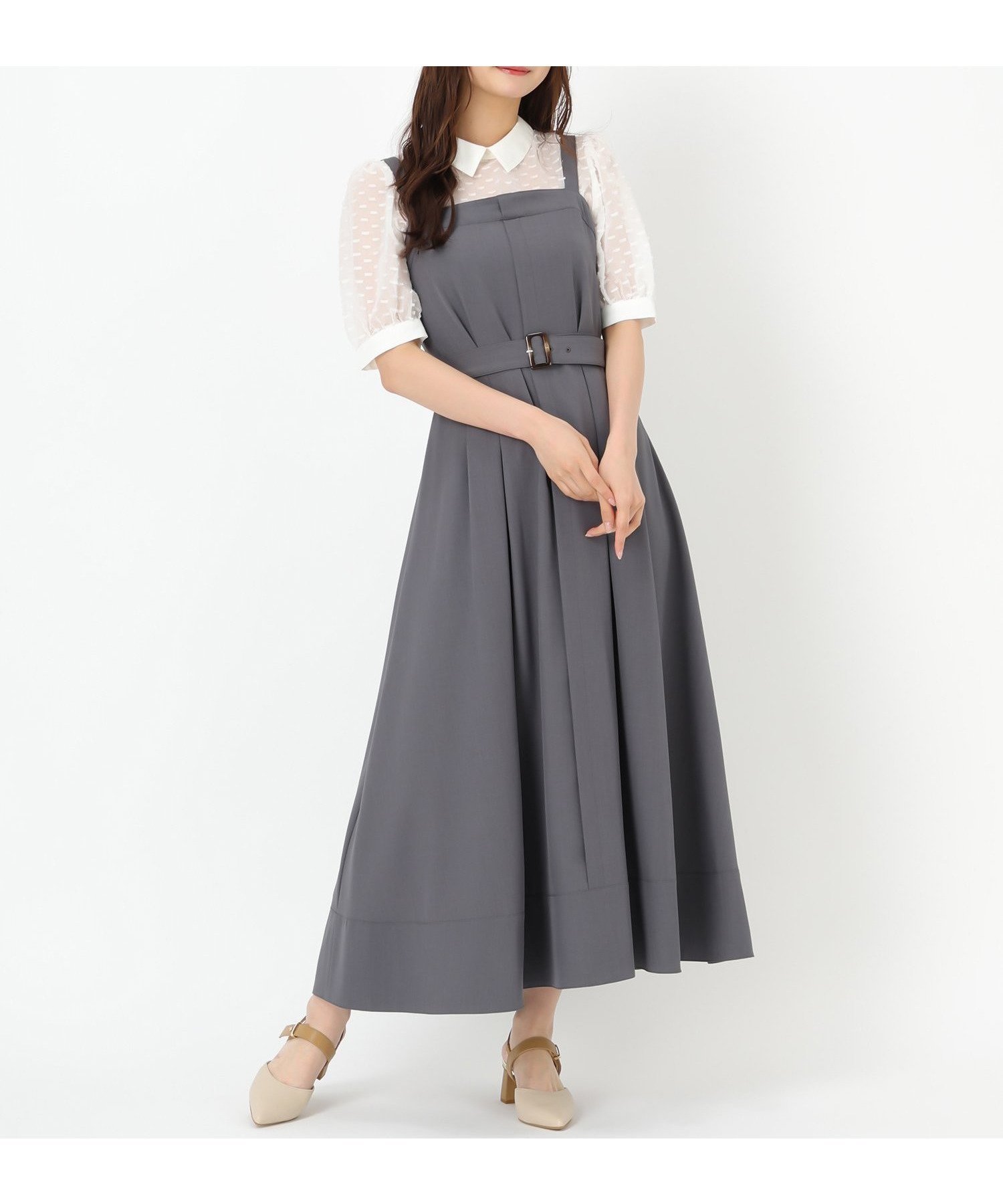 【ミッシュマッシュ/MISCH MASCH】の大人可愛いを叶える ベルト付きジャンスカ/MM517411 人気、トレンドファッション・服の通販 founy(ファニー) 　ファッション　Fashion　レディースファッション　WOMEN　ベルト　Belts　インナー　Inner　エレガント 上品　Elegant　カットソー　Cut And Sew　クラシック　Classic　シューズ　Shoes　シンプル　Simple　スニーカー　Sneakers　バランス　Balance　フラット　Flat　フレア　Flare　リブニット　Rib Knit　レース　Race　ロング　Long　おすすめ　Recommend　 other-1|ID: prp329100004457882 ipo3291000000032290695
