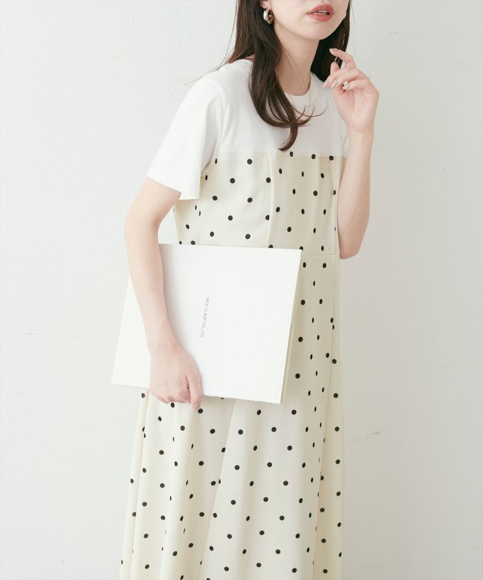 【ナチュラルクチュール/natural couture】のレイヤード風カットジョーゼットワンピース インテリア・キッズ・メンズ・レディースファッション・服の通販 founy(ファニー) https://founy.com/ ファッション Fashion レディースファッション WOMEN ワンピース Dress 2025年 2025 2025春夏・S/S Ss,Spring/Summer,2025 おすすめ Recommend カーディガン Cardigan サンダル Sandals スニーカー Sneakers ドッキング Docking ドット Dot フェミニン Feminine フレア Flare ポケット Pocket |ID: prp329100004457950 ipo3291000000031767774